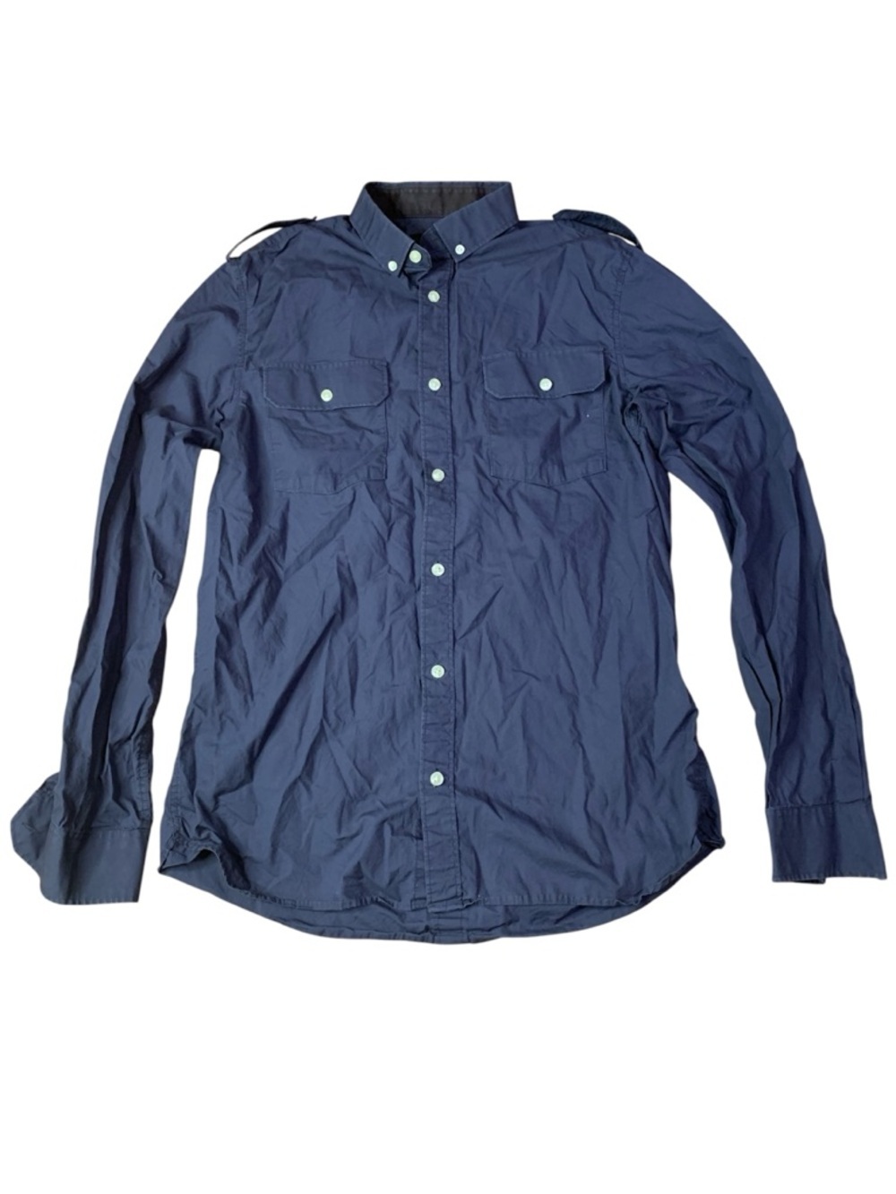 H&M Men’s Navy Blue Military Utility Shirt - Regular Fit - Size Medium